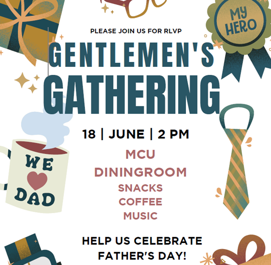 Father's Day celebration and life enrichment activity taking place on June 18th at 2 pm